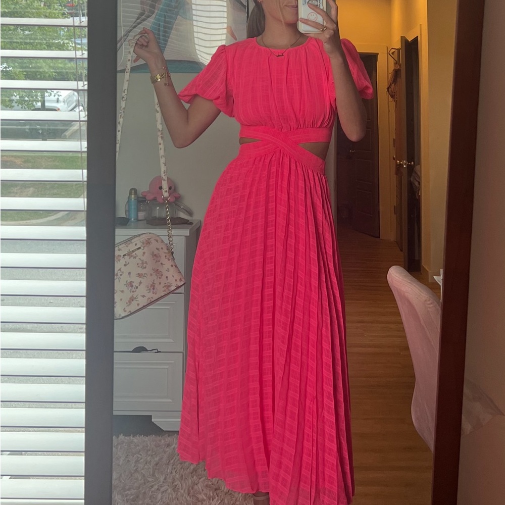 ASOS Neon pink cut out midi dress!